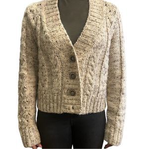 RD Style Wool Blend Oatmeal Cardigan Size S
